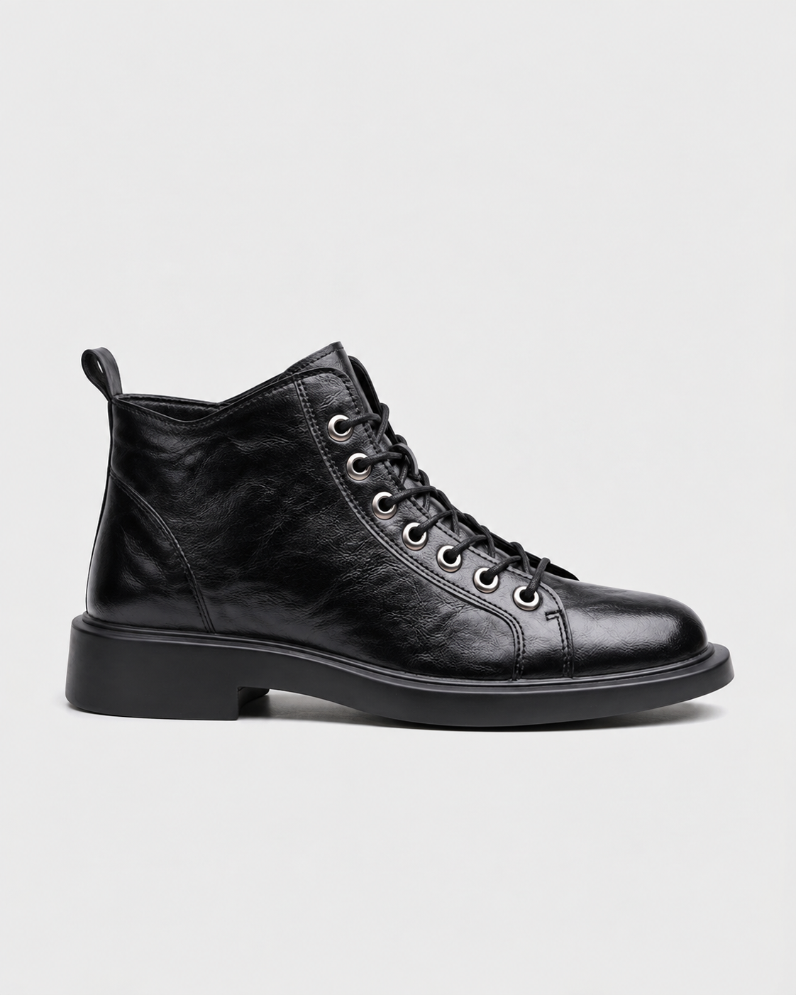 Silas Cap-Toe Lace-Up Boot — Black | Hudson & Wells