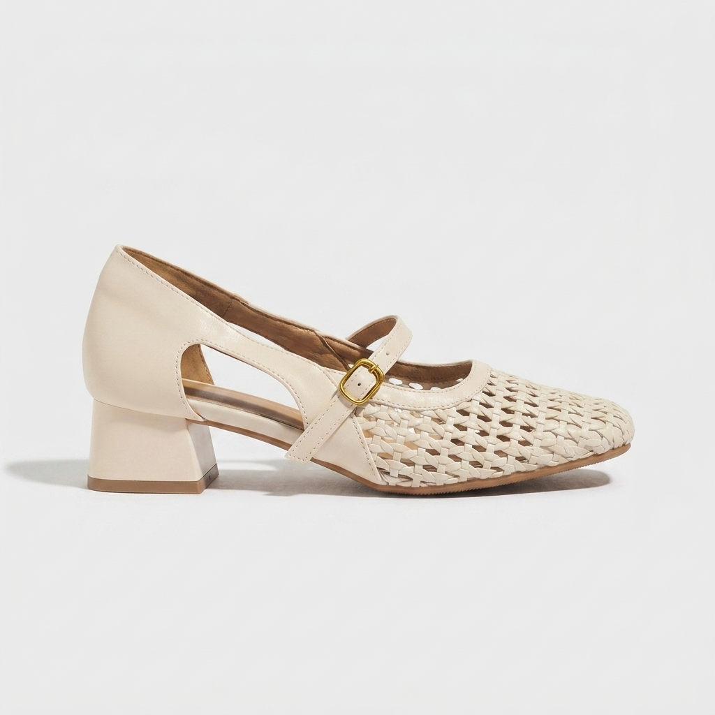 Spencer Woven Mary Jane — White | Hudson & Wells