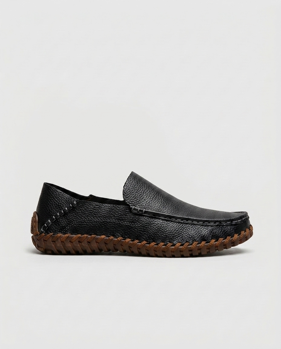 Sterling Moc-Toe Loafer — Black | Hudson & Wells