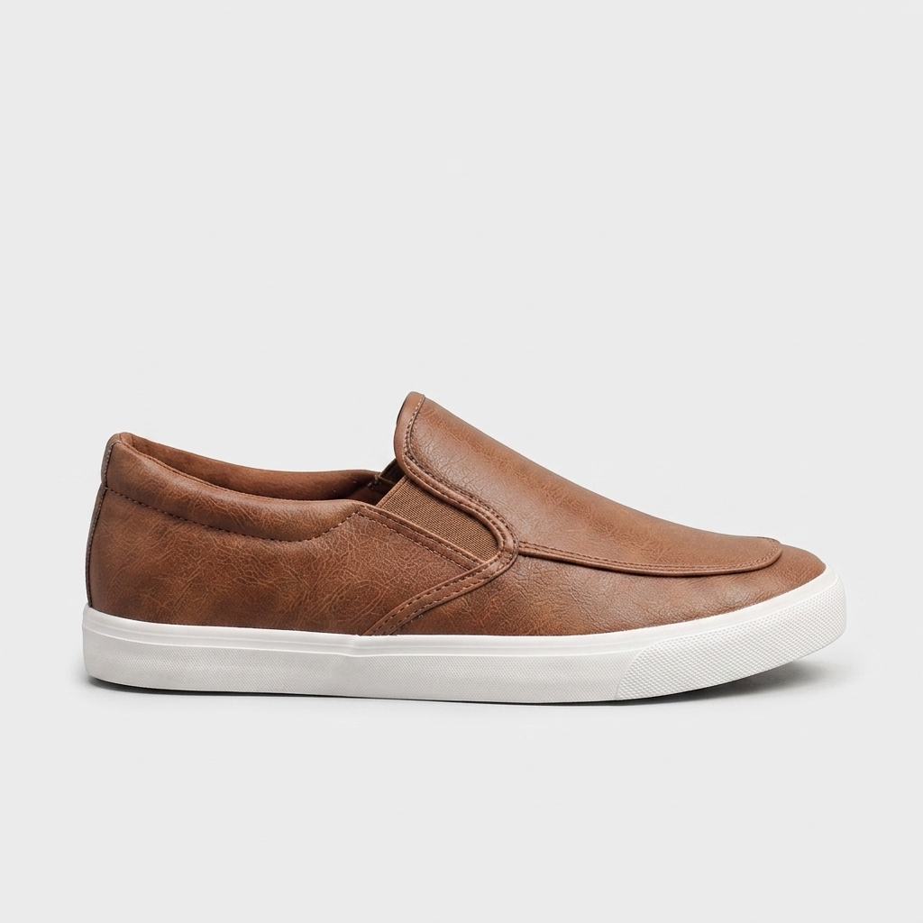 Theo Apron-Toe Slip-On — Khaki | Hudson & Wells