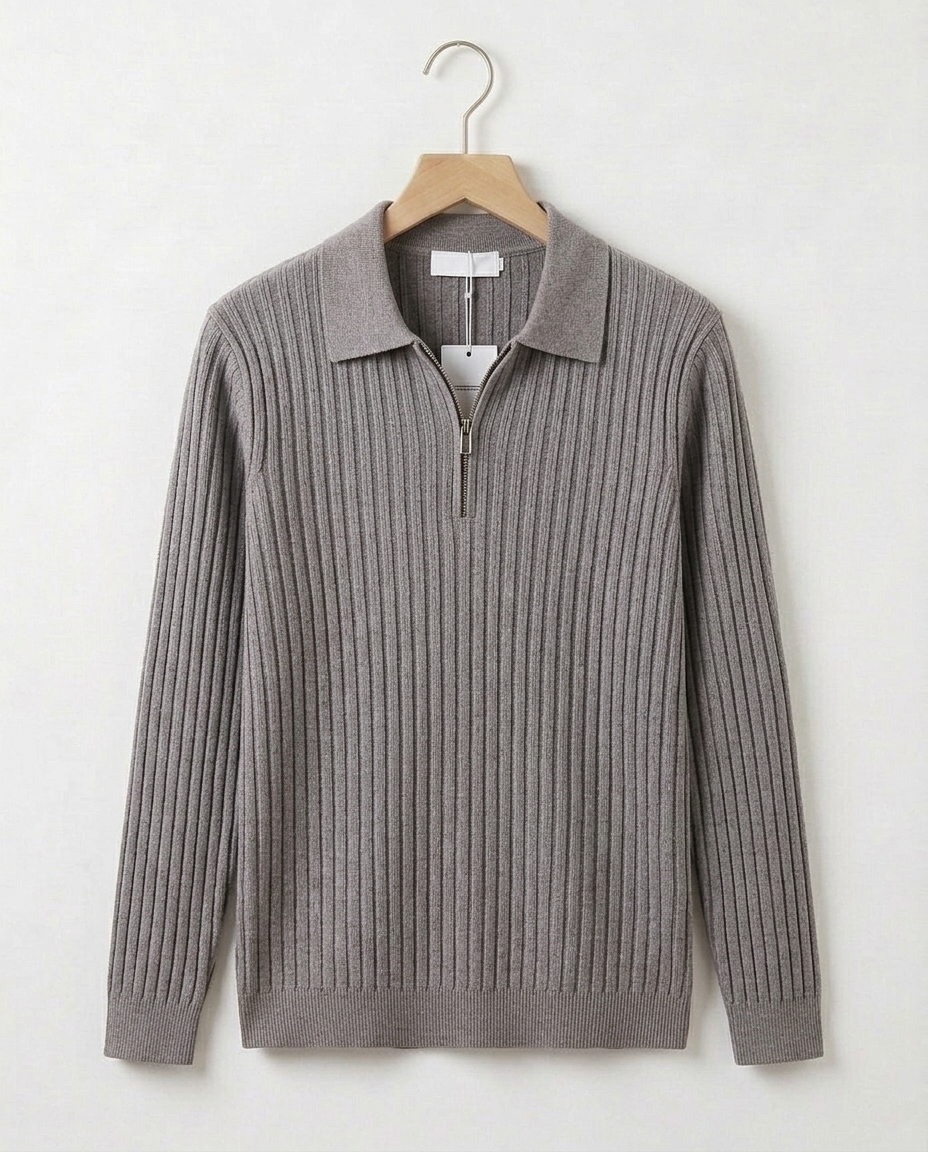 Theo Ribbed Quarter-Zip Polo | Hudson & Wells