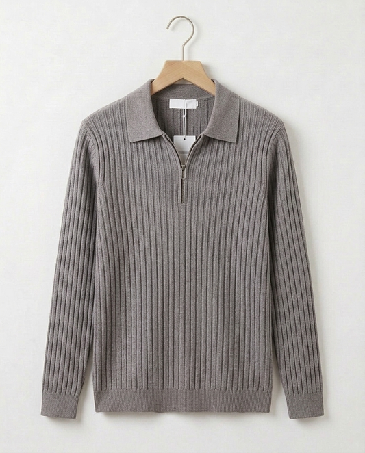 Theo Ribbed Quarter-Zip Polo | Hudson & Wells