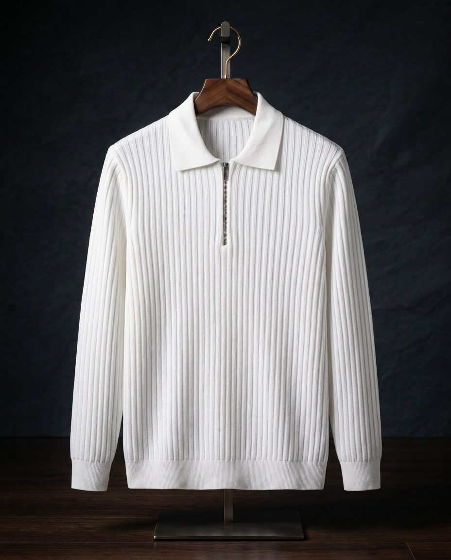 Theo Ribbed Quarter-Zip Polo | Hudson & Wells