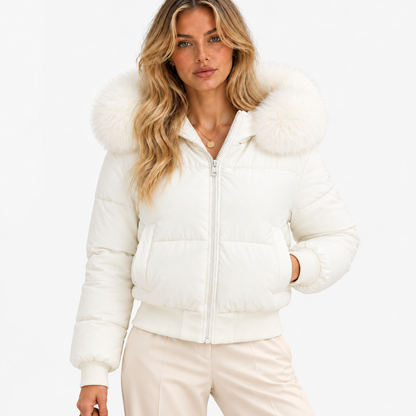 Tillie Soft Cropped Puffer Jacket — White | Hudson & Wells