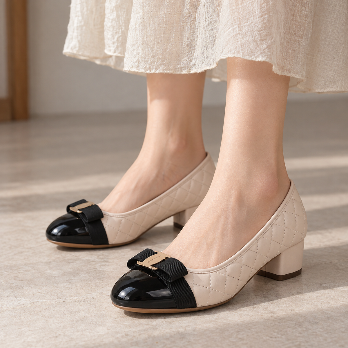 Vera | Women's Comfort Quilted Faux Leather Pumps | Hudson & Wells