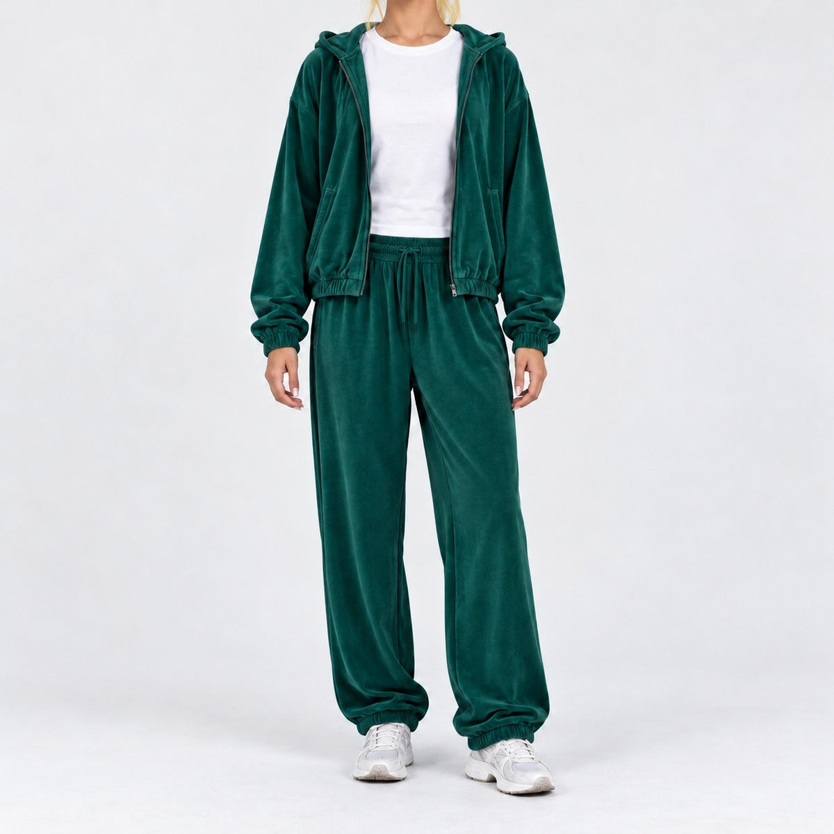 Verna Relaxed Fit Hooded Two-Piece Set — Green | Hudson & Wells