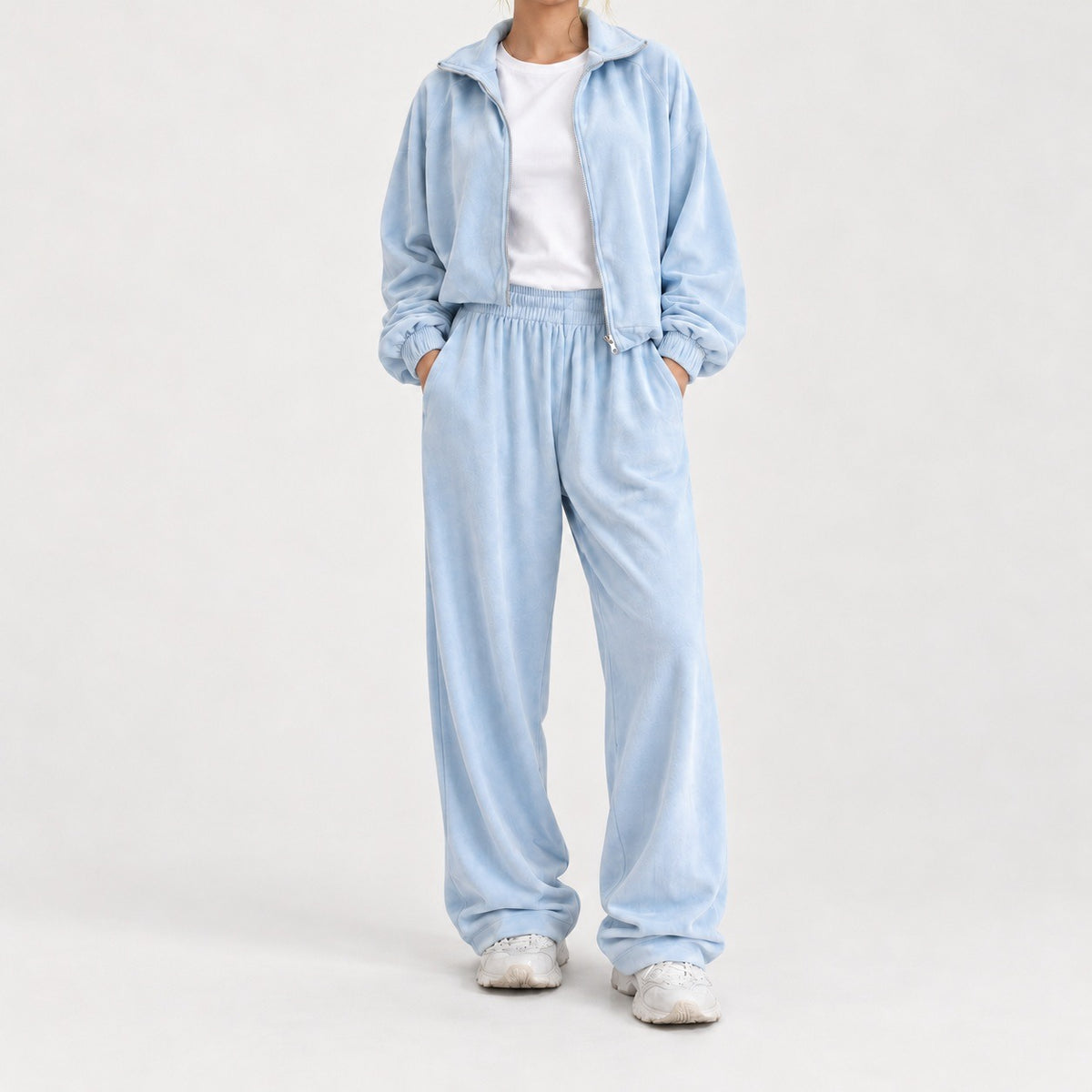 Verna Relaxed Fit Hooded Two-Piece Set — Sky Blue | Hudson & Wells
