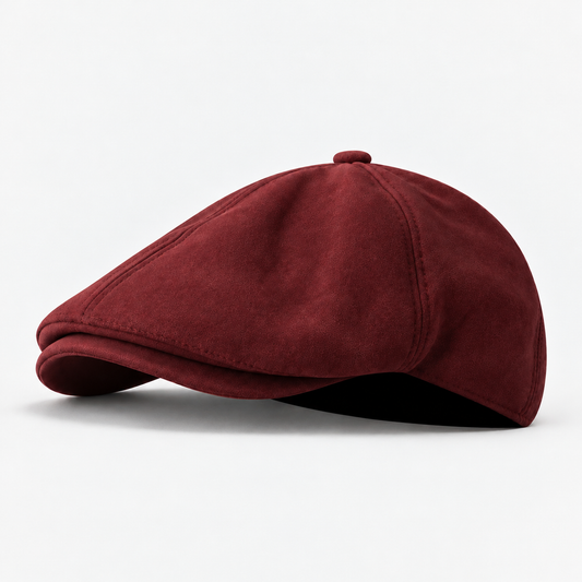 Vernon men's driving cap in Burgundy – square side view
