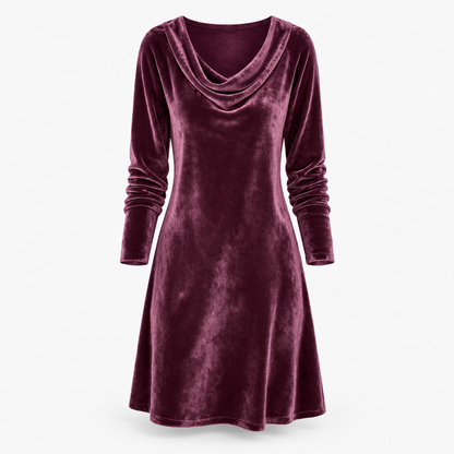 Violet Soft Cowl-Neck Mini Dress, Long Sleeve | Hudson & Wells
