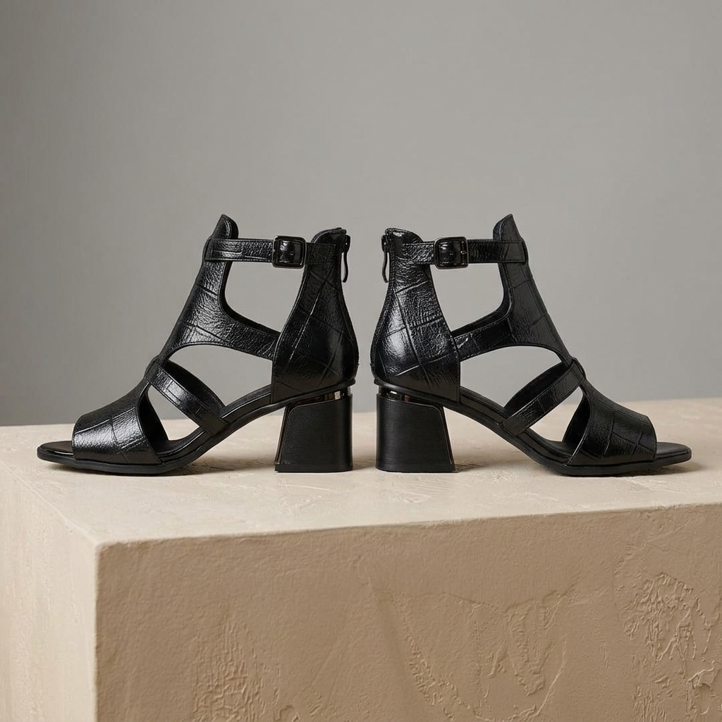 Walker Caged Block-Heel Sandal | Hudson & Wells