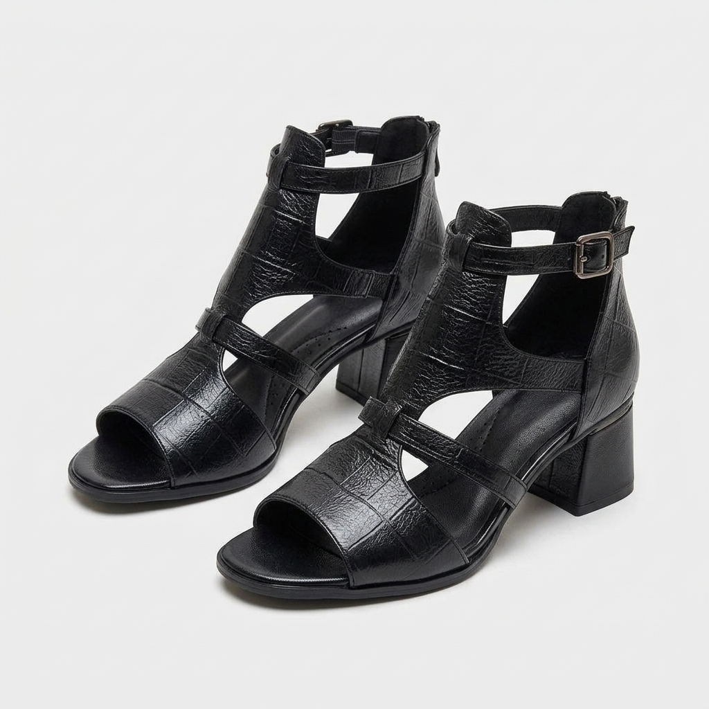 Walker Caged Block-Heel Sandal | Hudson & Wells