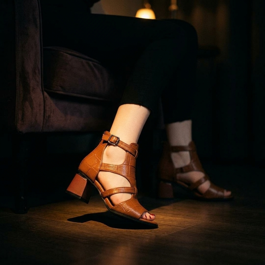 Walker Caged Block-Heel Sandal | Hudson & Wells