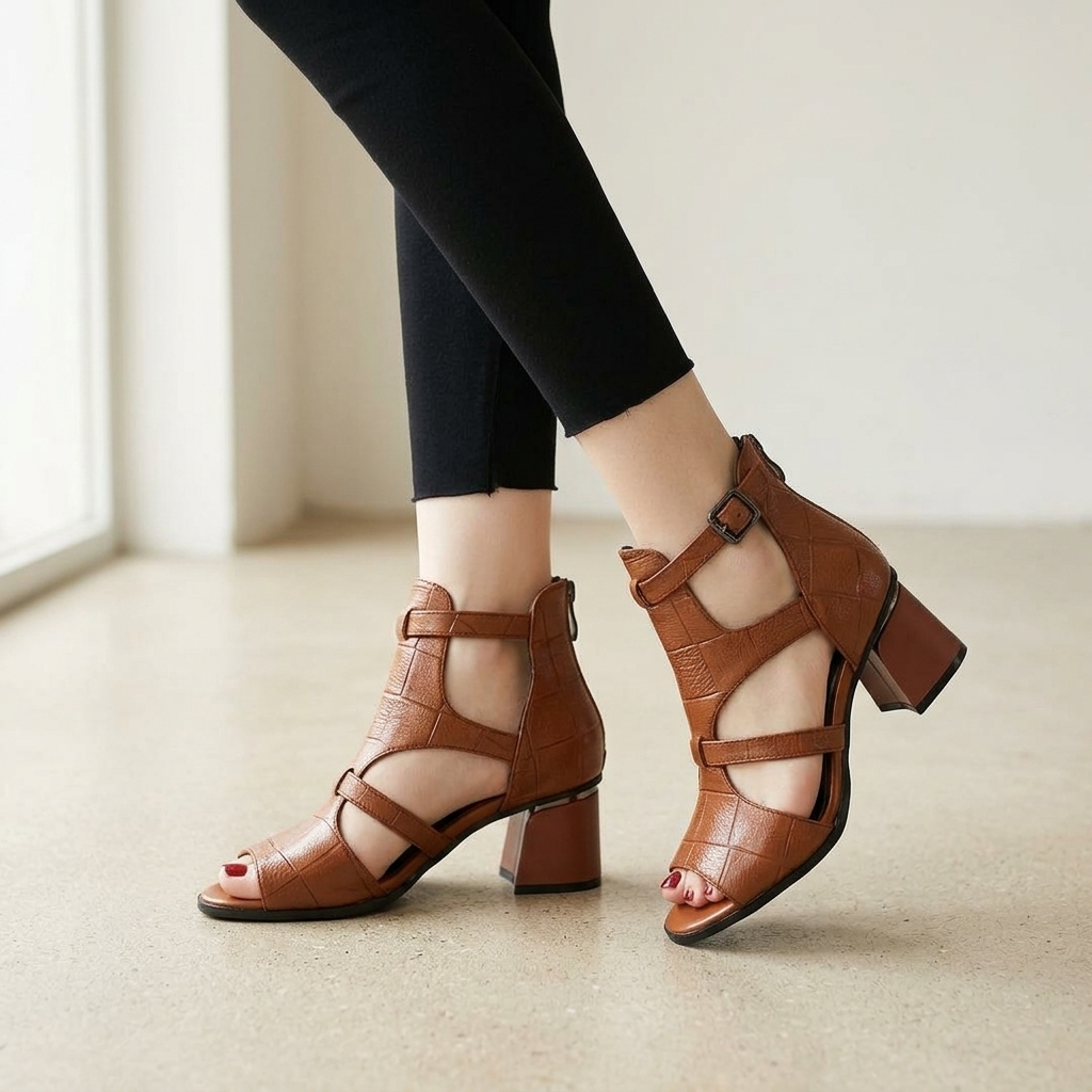 Walker Caged Block-Heel Sandal | Hudson & Wells