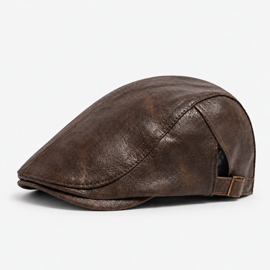 Wallace men's driving cap in Dark Brown – square side view