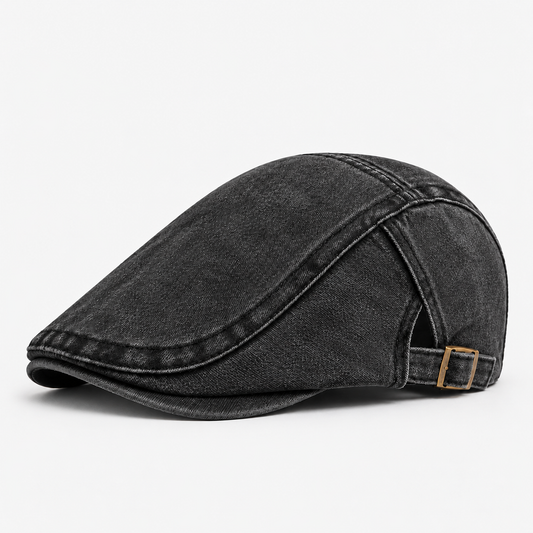 Warren men's driving cap in Black – square side view