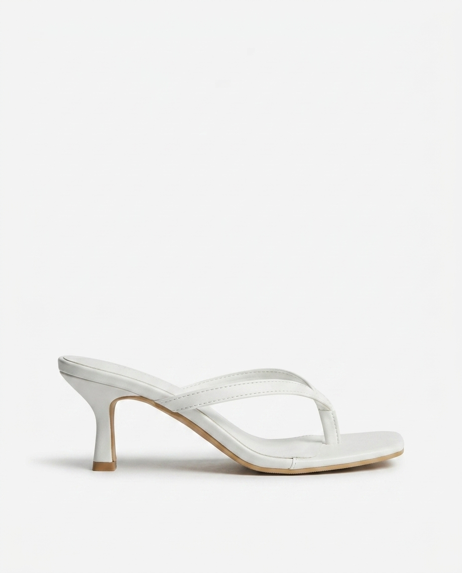 Warren Square-Toe Kitten Heel — White | Hudson & Wells