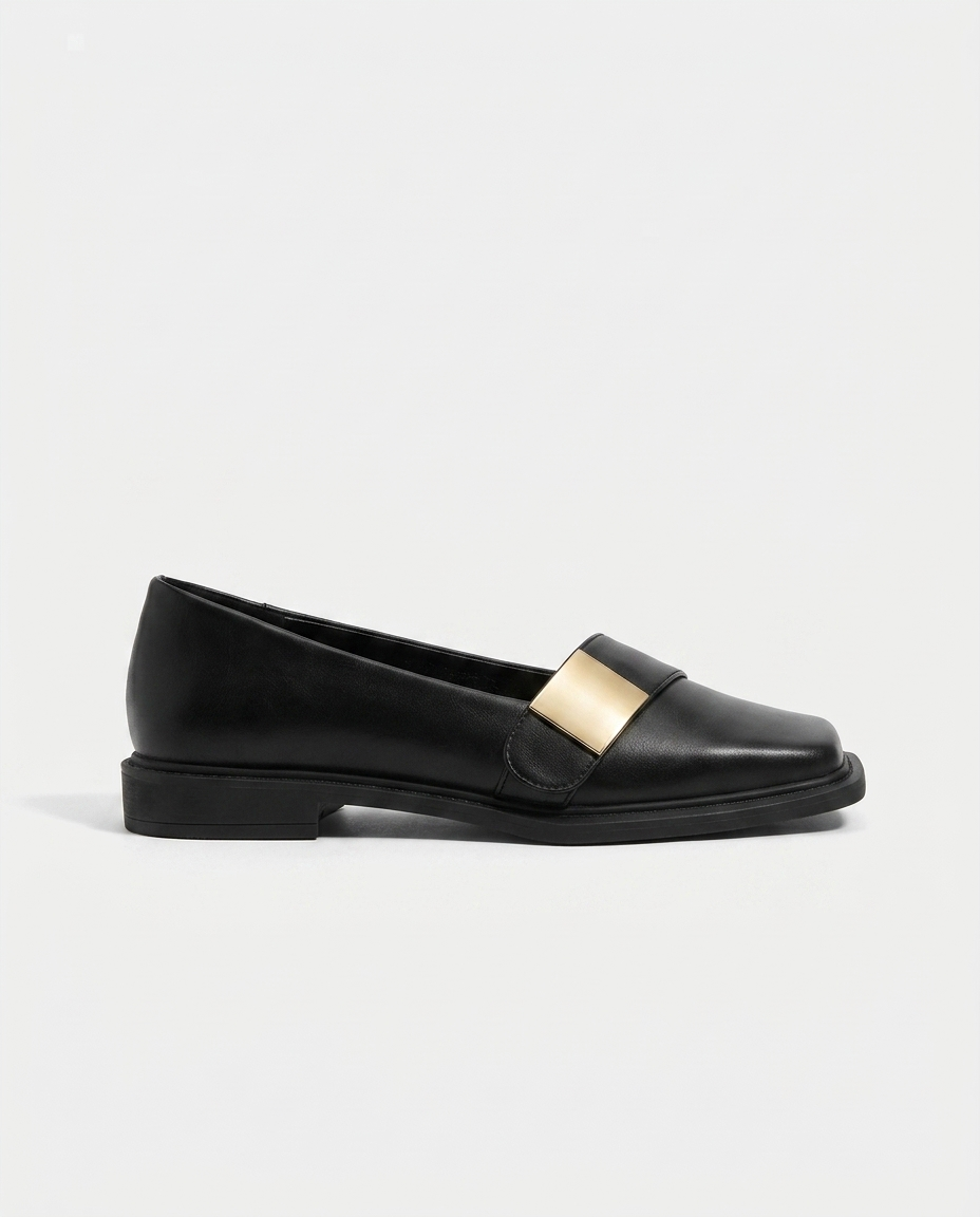 Wesley Square-Toe Loafer — Black | Hudson & Wells