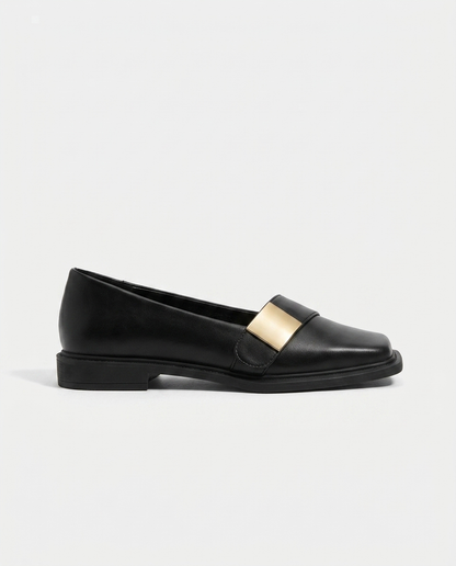 Wesley Square-Toe Loafer — Black | Hudson & Wells