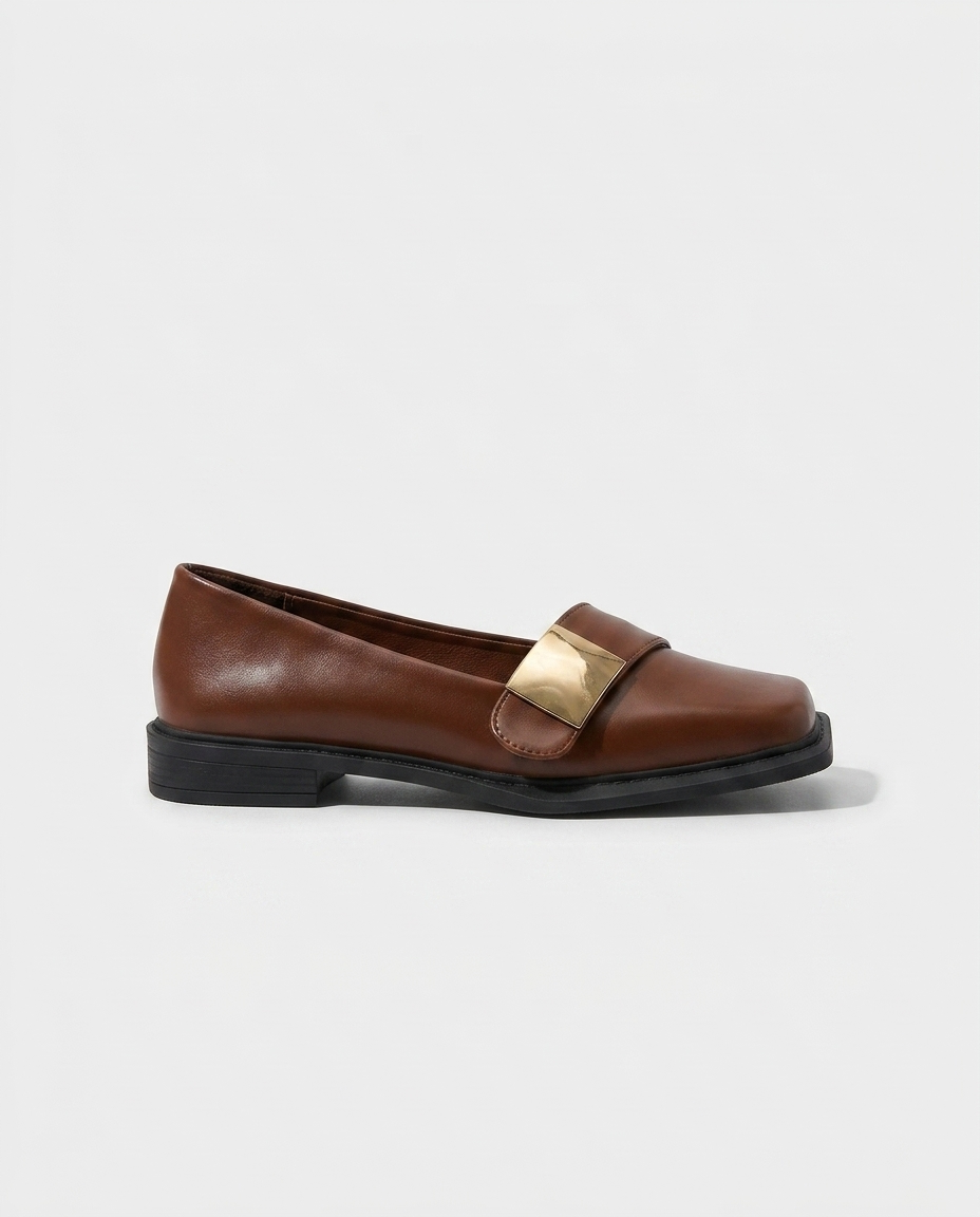 Wesley Square-Toe Loafer — Brown | Hudson & Wells