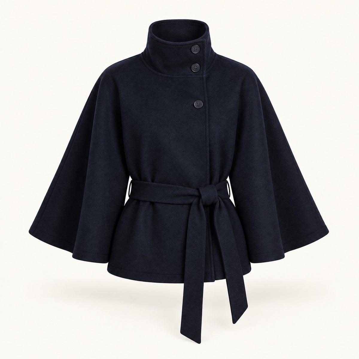 Winona Belted Wrap Jacket, Stand Collar — Blau | Hudson & Wells