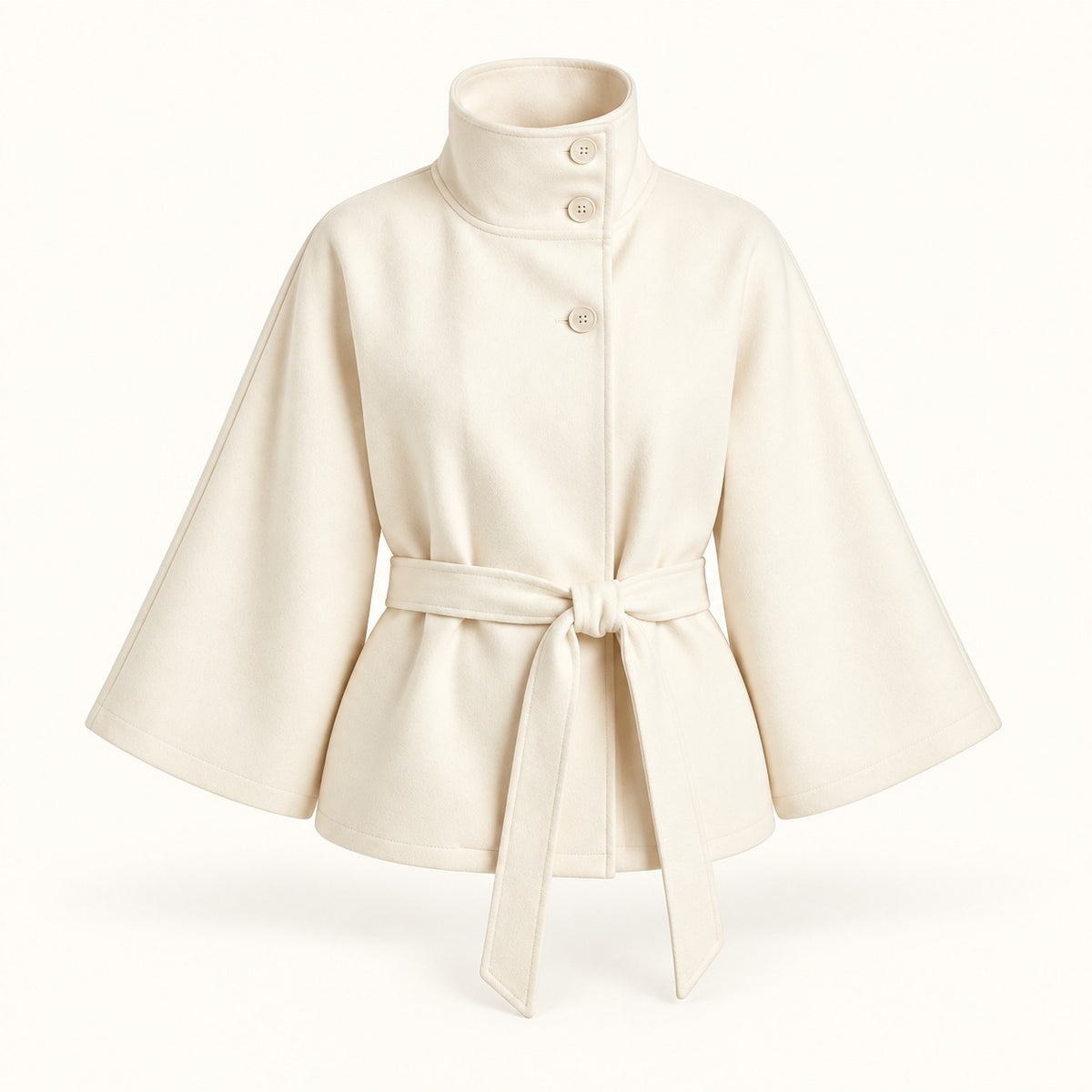 Winona Belted Wrap Jacket, Stand Collar — Weiss | Hudson & Wells
