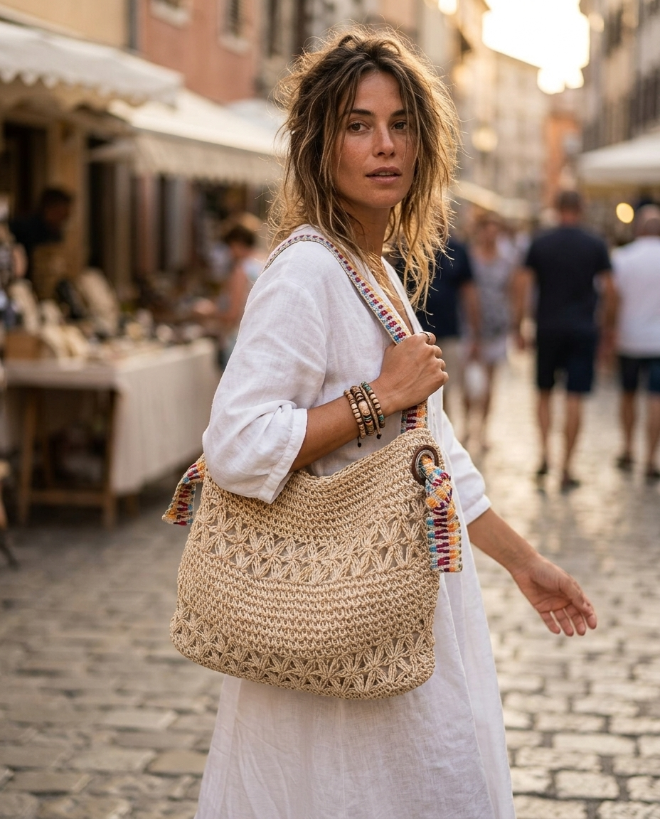 Amalfi Woven Hobo Bag - lifestyle 14