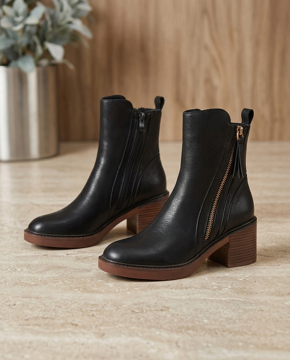 Raven Side-Zip Block Heel | Hudson & Wells