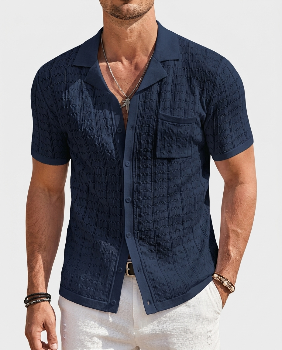 Cuban Collar Knit Polo
