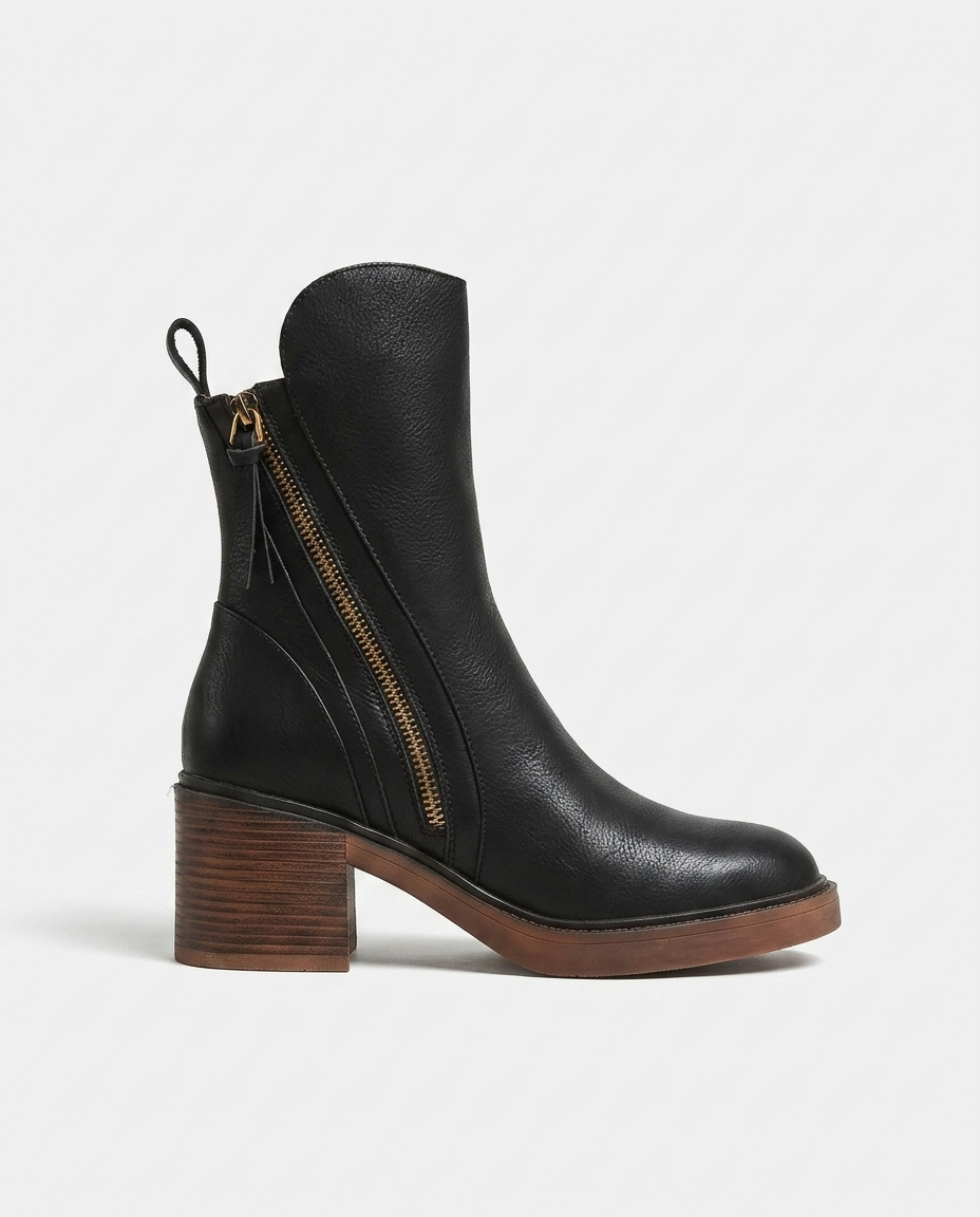Raven Side-Zip Block Heel