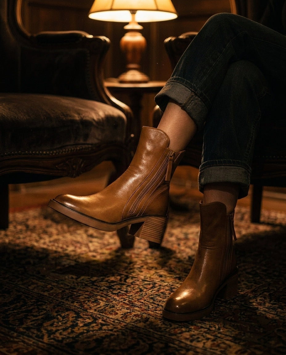 Raven Side-Zip Block Heel
