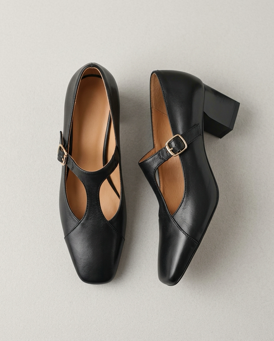 Veyla Square-Toe Genuine Leather Heels - product_gallery 1