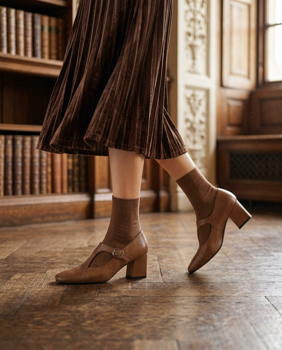 Veyla Square-Toe Genuine Leather Heels - lifestyle 8