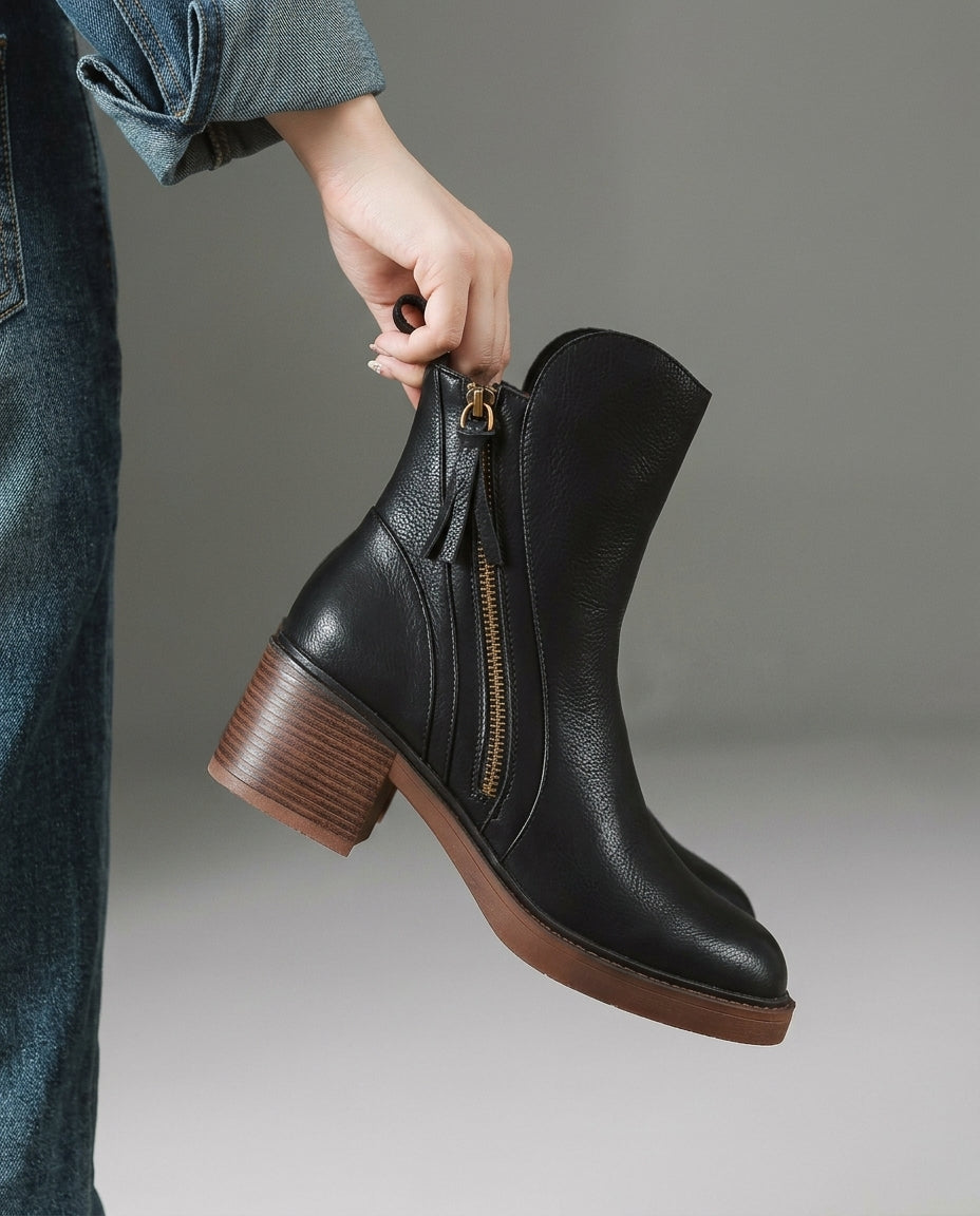 Raven Side-Zip Block Heel