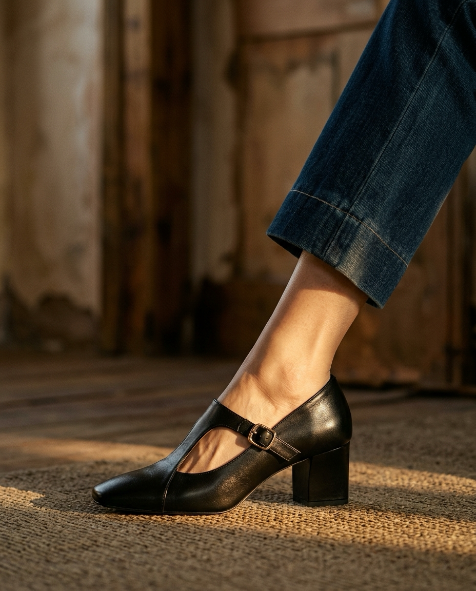 Veyla Square-Toe Genuine Leather Heels - product_gallery 4
