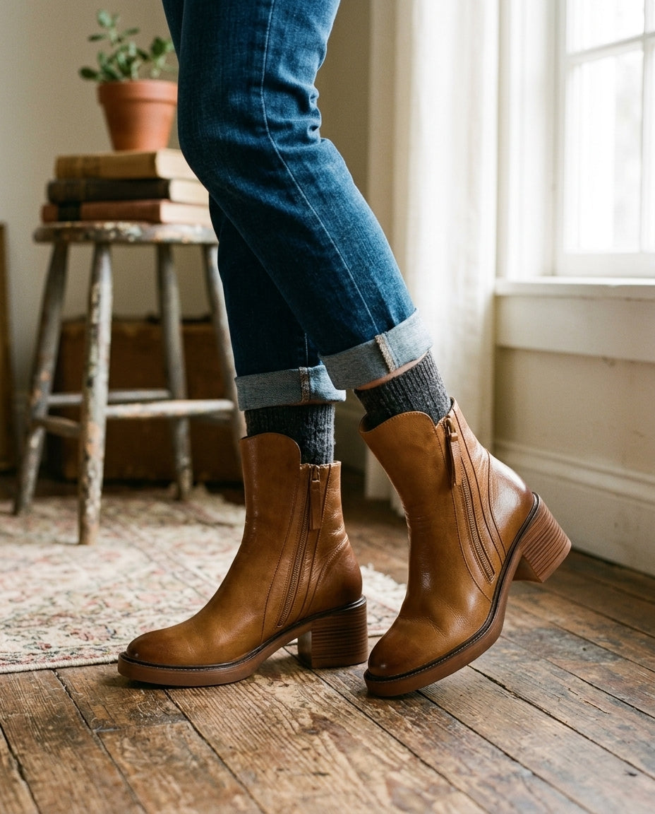 Raven Side-Zip Block Heel