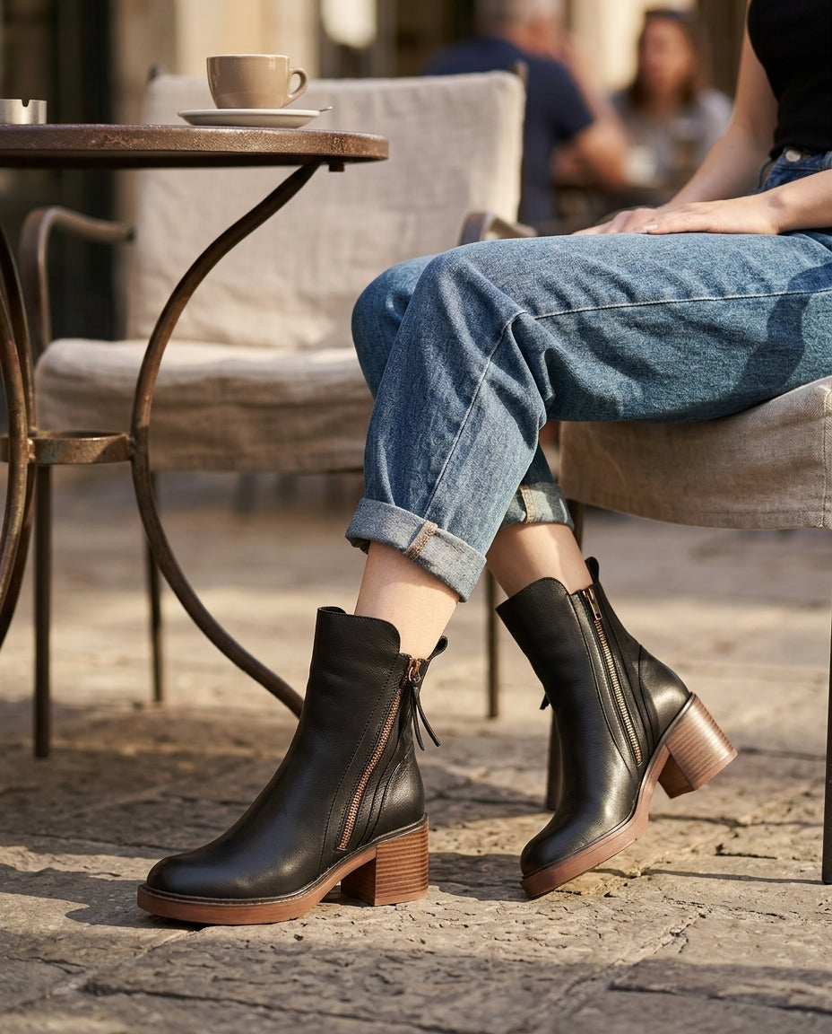 Raven Side-Zip Block Heel