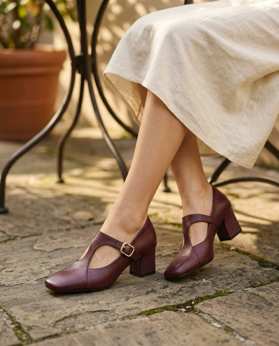Veyla Square-Toe Genuine Leather Heels - product_gallery 2