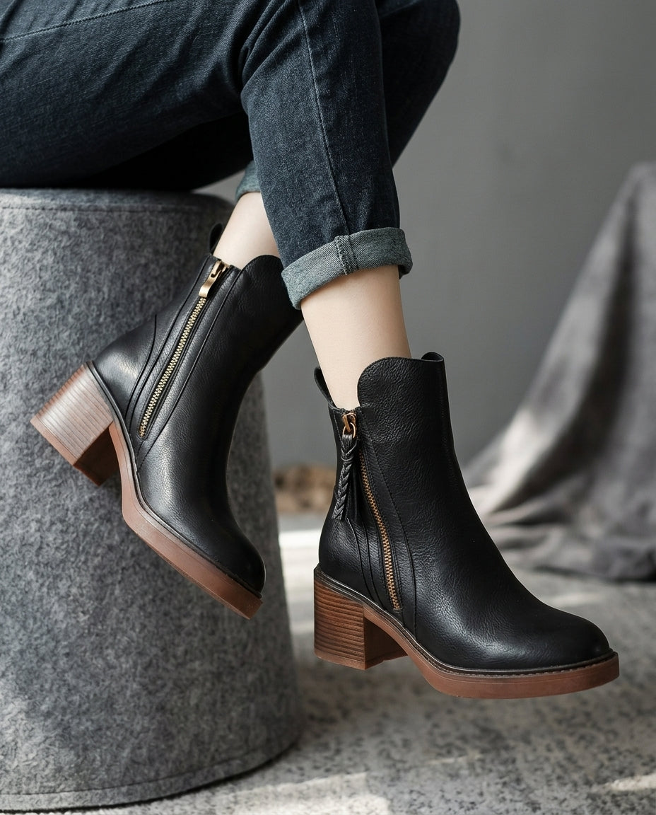Raven Side-Zip Block Heel