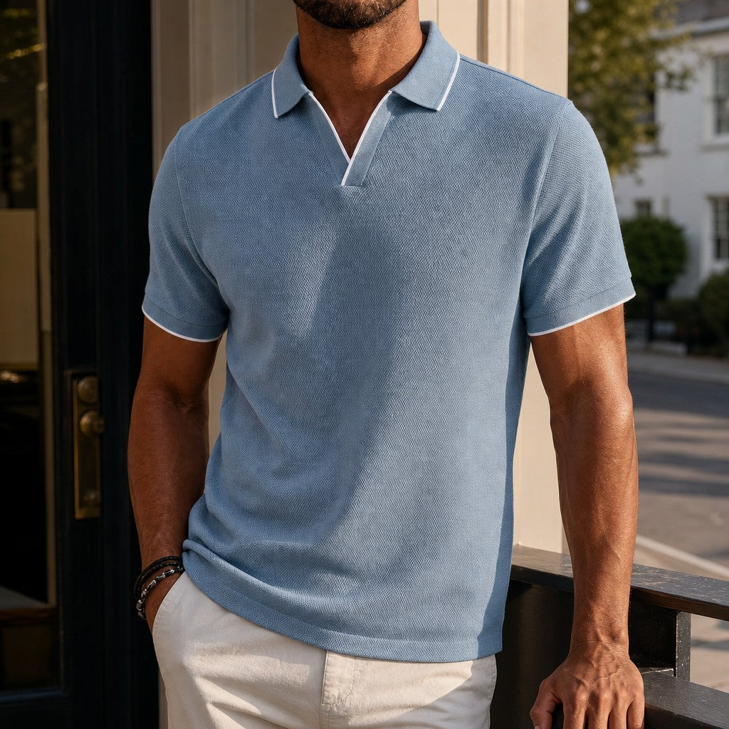 AI square production - Wells Textured Polo - ad-identity-lifestyle
