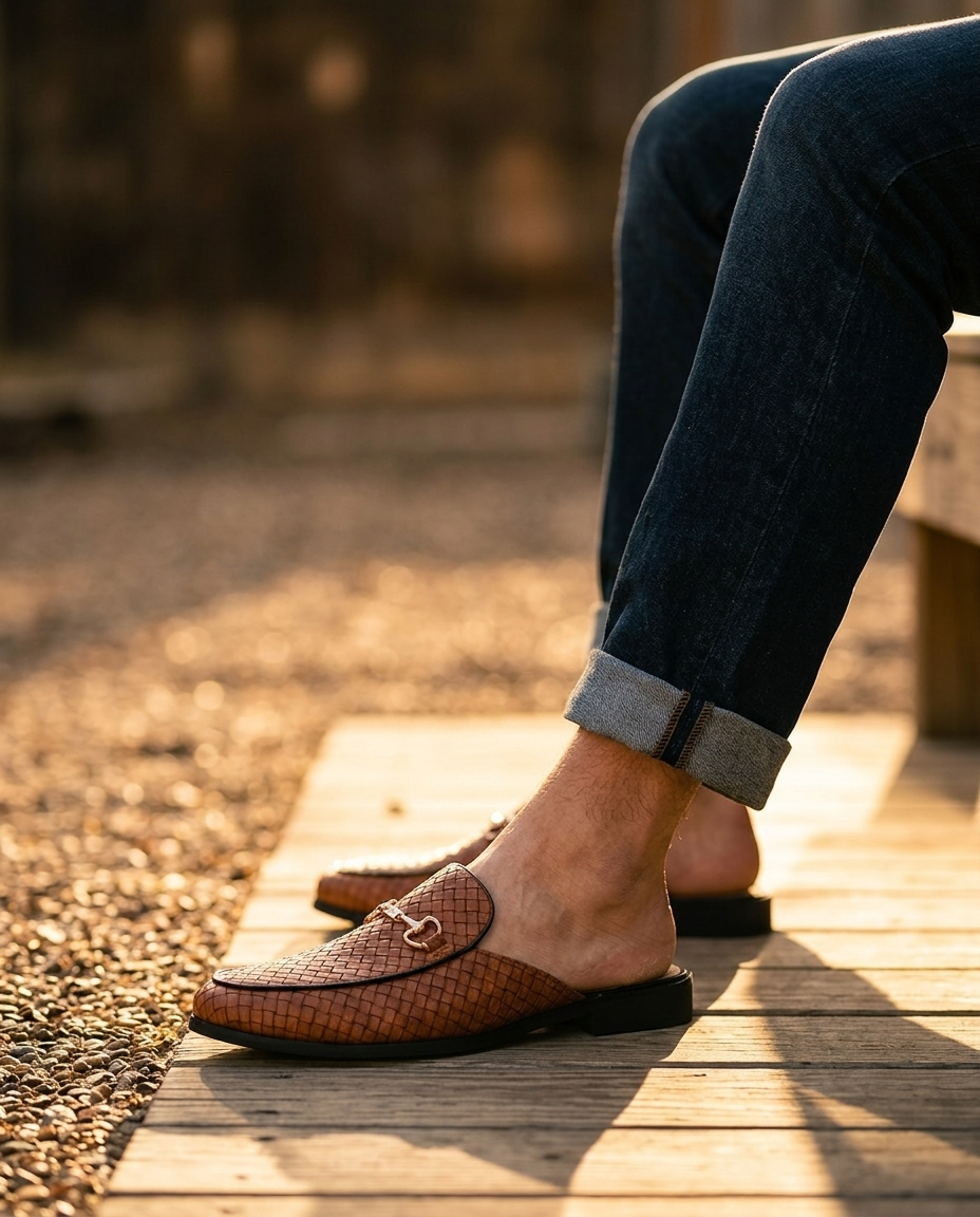 Woven Horsebit Mule