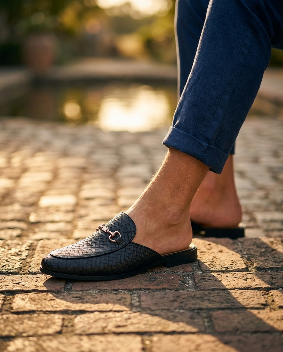 Woven Horsebit Mule