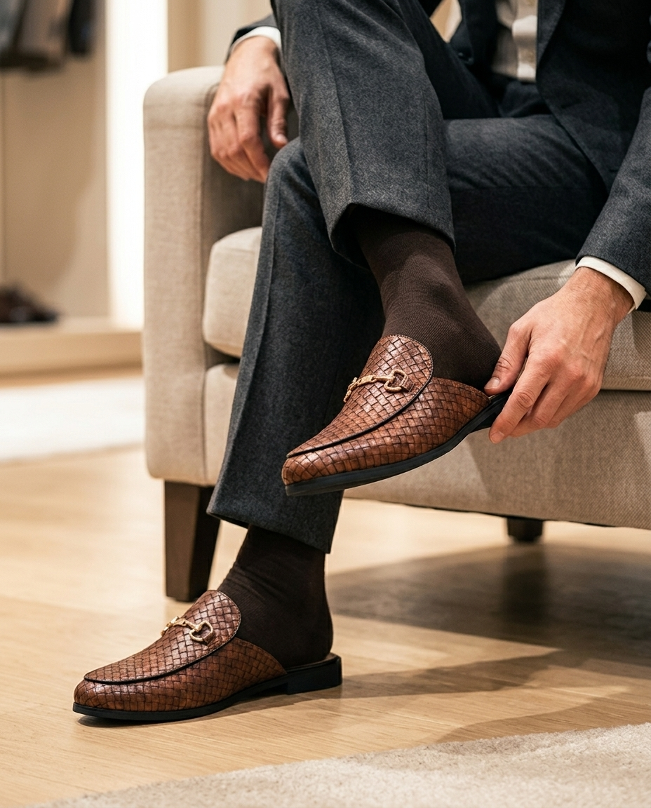 Woven Horsebit Mule
